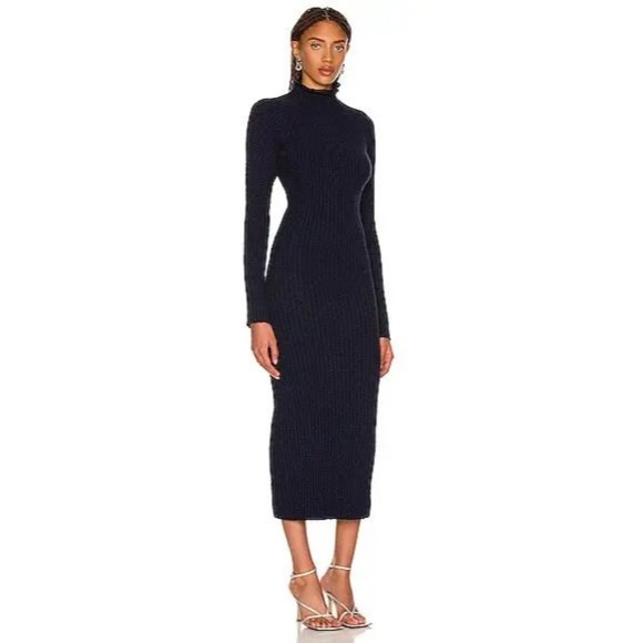Acne Studios Dresses & Skirts - NWT ACNE STUDIOS KENNICE RIBBED BOULCE LONG SLEEVE RIBBED MIDI DRESS  US SZ M